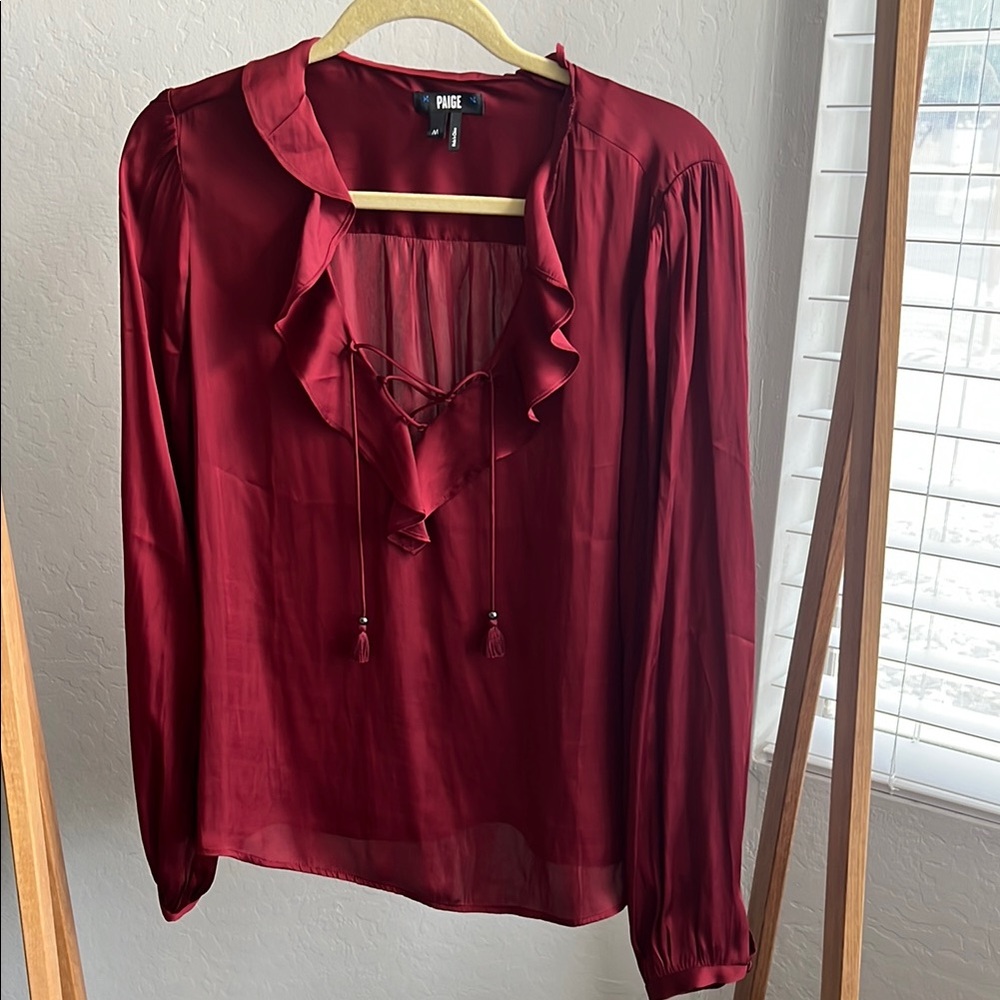 Paige Women's Burgundy Ruffle Blouse